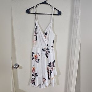 Floral White Spaghetti Strap Dress